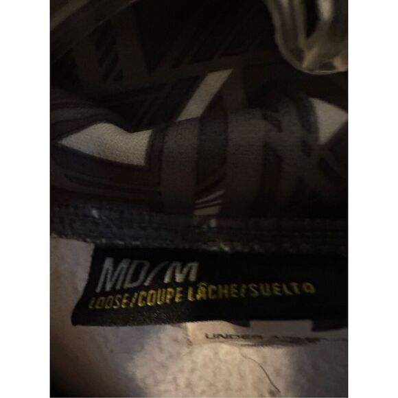 Under Armour Men's Gray Contrast Geometric Panel Loose Pullover Hoodie Medium - Picture 3 of 3